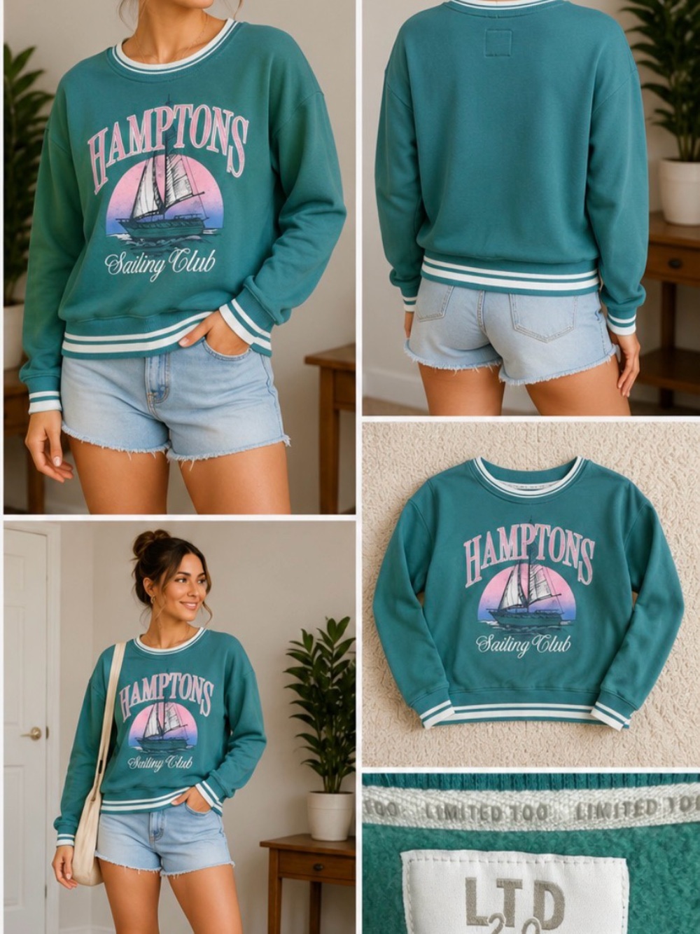 Limited Too 2.0 Hamptons Sailing Club Graphic Sweatshirt Size Small